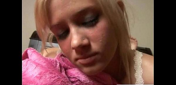  Horny teen slut massaging her clit